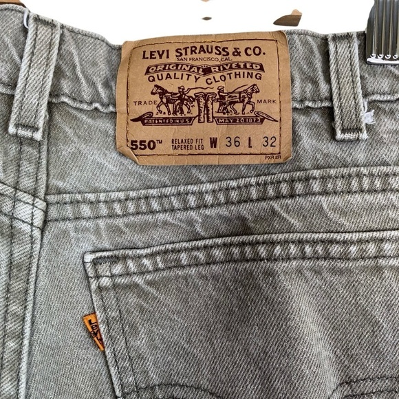 Vintage 90s Levi’s 550 Jeans Relaxed Fit Tapered Leg Faded Green Grey USA 36x32 - Picture 11 of 16